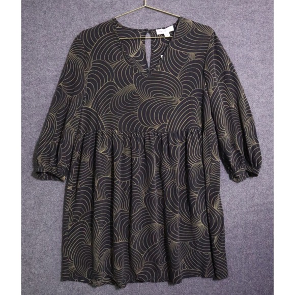 Amour Vert Dresses & Skirts - Amour Vert Phair Silk Babydoll Dress Women‎ Medium Charcoal Ripple NEW NWT Mini
